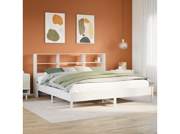 Vidaxl Cama Com Estante Sem Colchão 180x200 Cm Pinho Maciço Branco