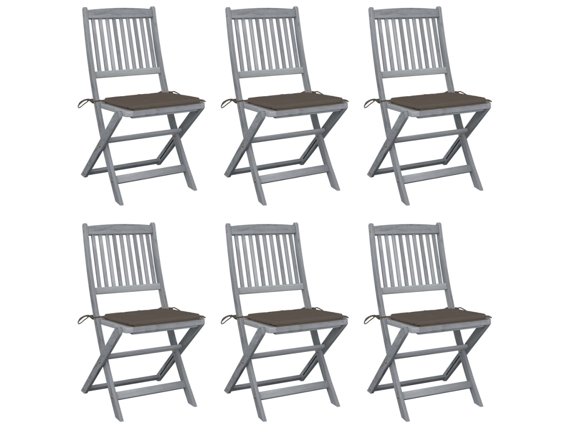 Folding Chair, Folding Chairs Vidaxl Cinzento-acastanhado Madeira De Acácia (n/a)
