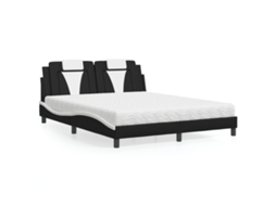 Vidaxl Cama Viana Com Colchão 160x200 Cm Couro Artificial Preto E Branco