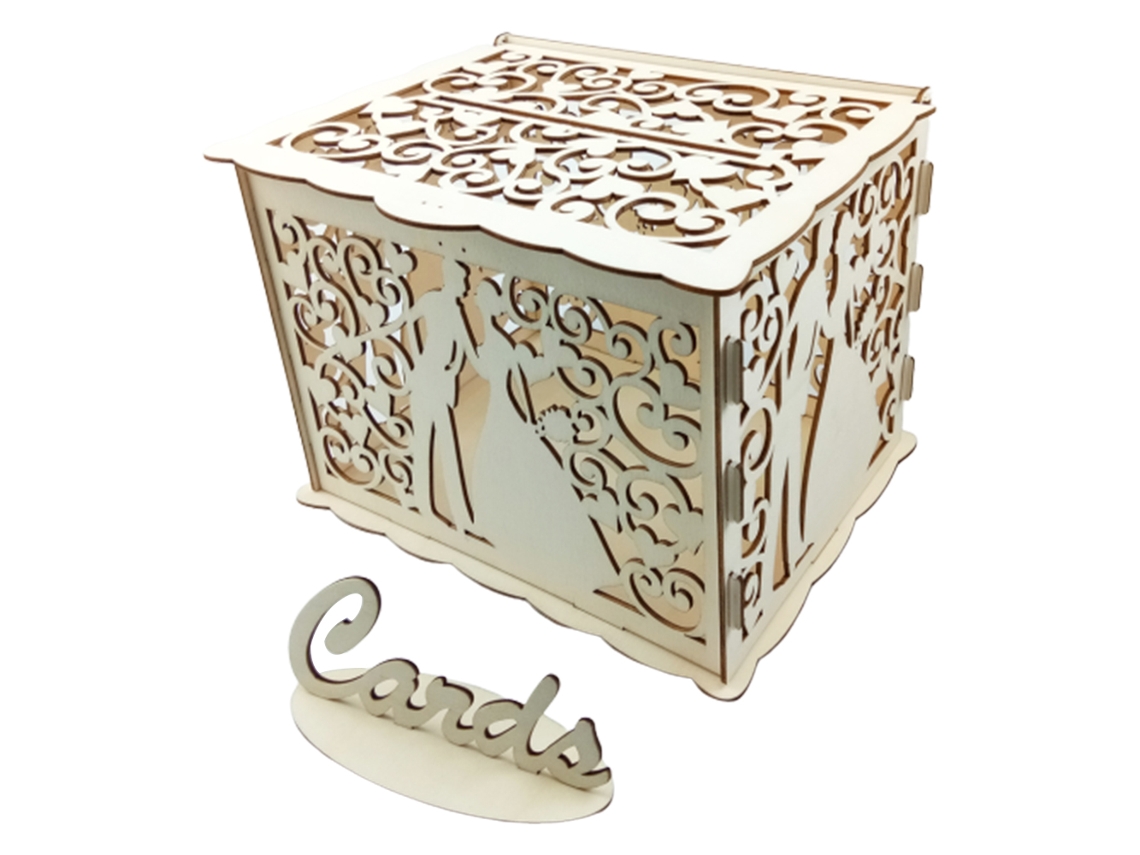 Caixa De Madeira Para Cartões De Presente Com Design Floral Furado Caixa De Convite Diy Para Casamentos