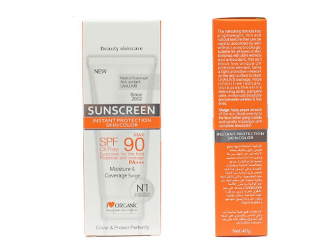 Creme Protetor Solar 40g À Prova D'água Para Viagem, Fps 90+, Hidratante, Sem Gordura, Ideal Para Camping E Trekking