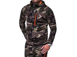 Moletom Camuflado Com Capuz Para Homem De Manga Longa Com Zíper Jaqueta Esportiva Verde