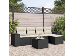 Vidaxl 6 Pcs Conjunto Sofás De Jardim C/ Almofadões Vime Pe Preto