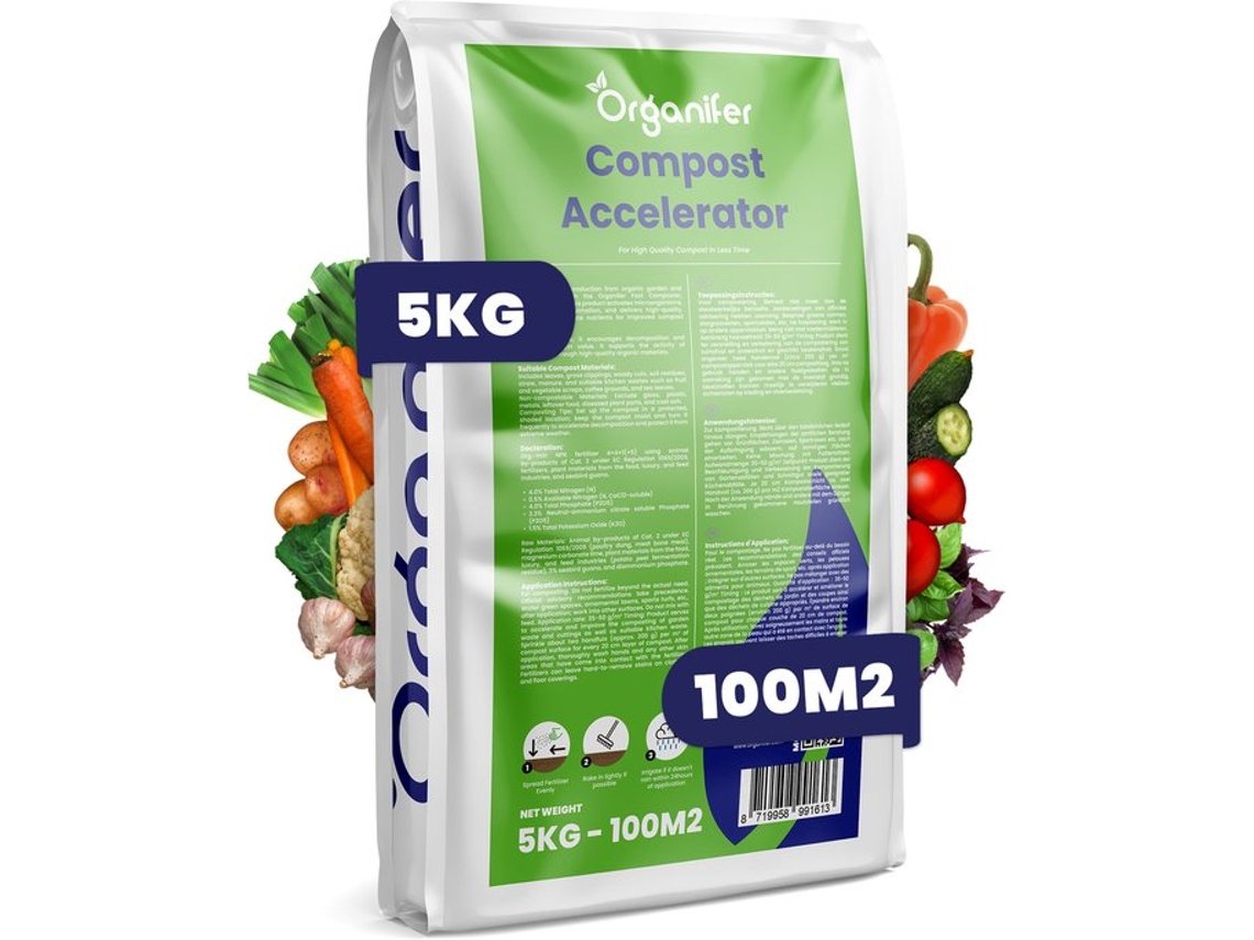 Acelerador De Compostagem 5 Kg Para 25 100 M2 / 5 M3 Para Composto De Alta Qualidade Em Menos Tempo Organifer