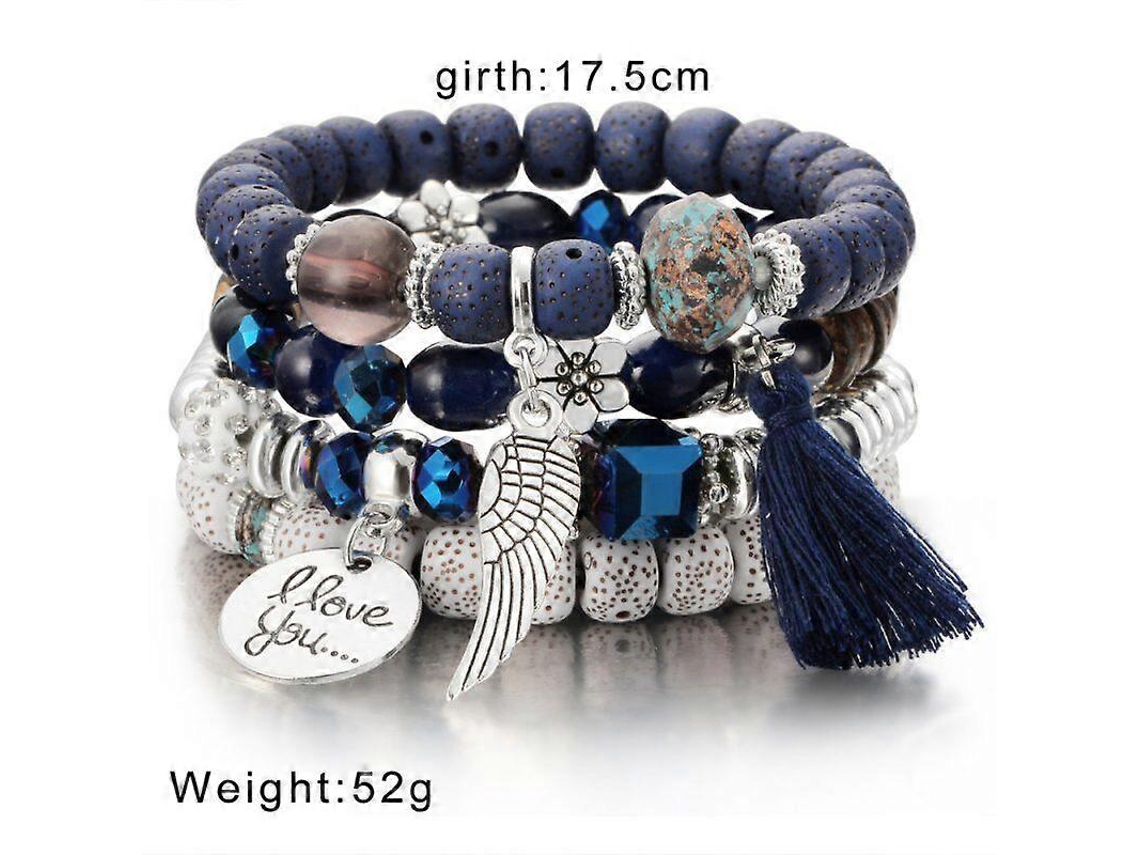 Pulseira Boho Multicamadas De Ágata, Turquesa E Cristal Com Contas Estilo Imperdível Nostalgia88