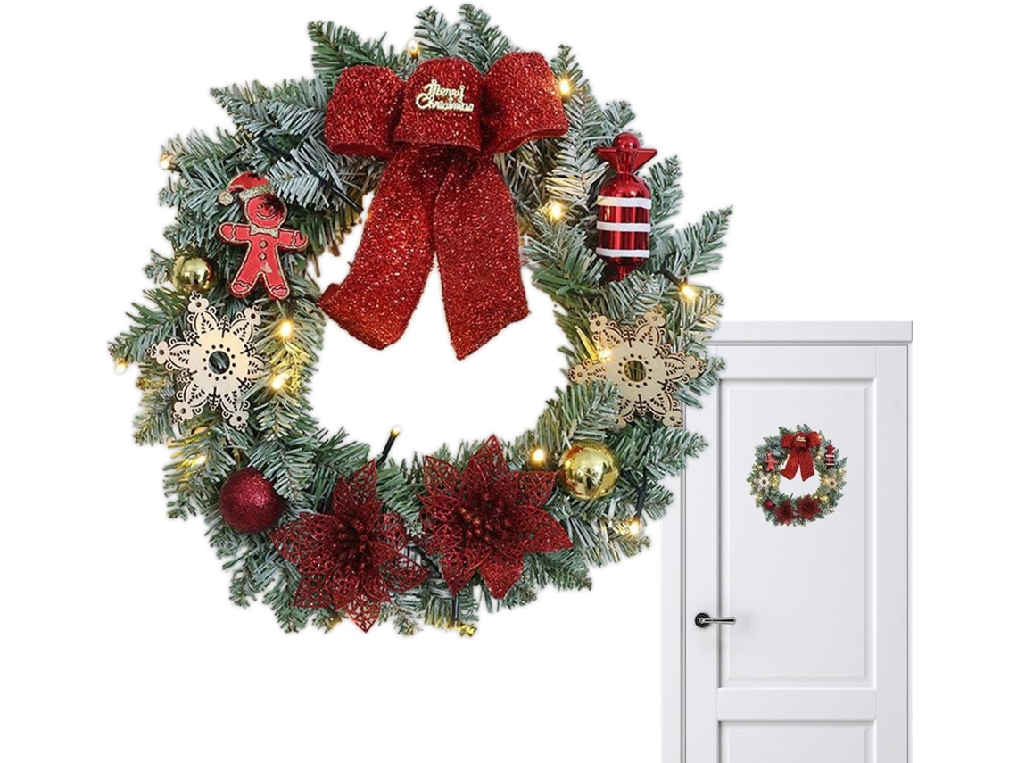 Guirlanda Decorativa De Natal, Para Porta E Parede, 15 Polegadas