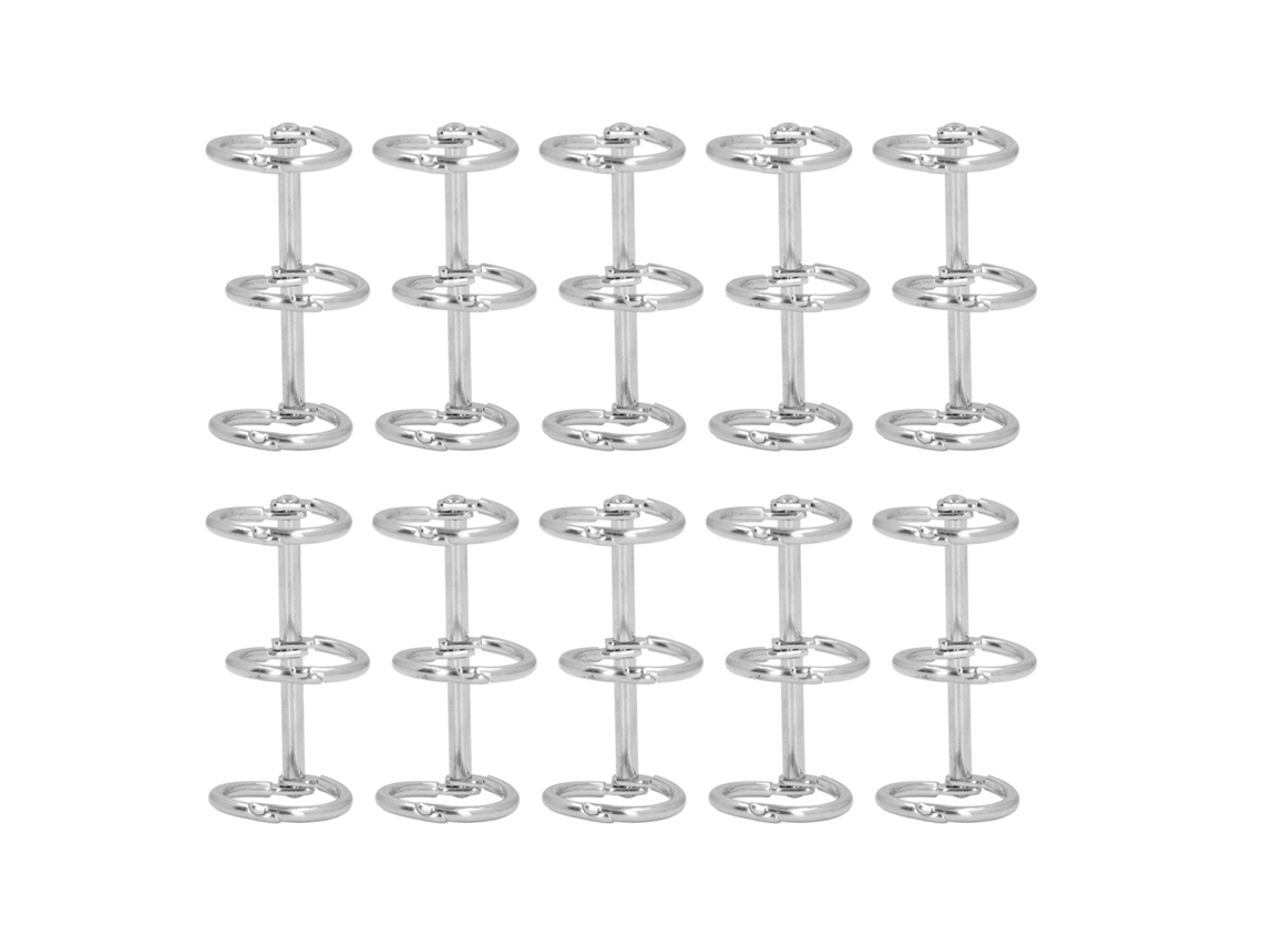 10pcs Grampos de Folhas Soltas de Metal com 3 Anéis Aço Inoxidável para Cadernos Diários Álbuns de Fotos 15mm