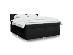 Vidaxl Cama Com Molas/colchão 200x200 Cm Tecido Preto