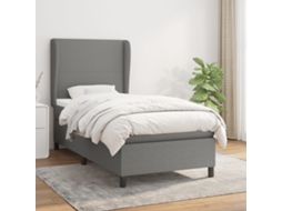 Vidaxl Cama Com Molas/colchão 90x190 Cm Tecido Cinza-escuro