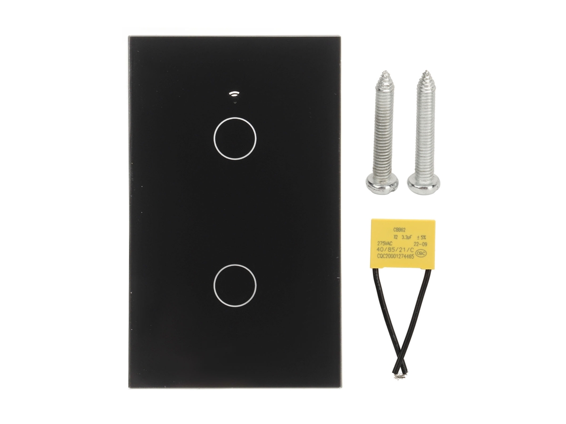 Interruptor Inteligente De Toque 2 Gang Com Rf433, 90-260v, Universal, Preto