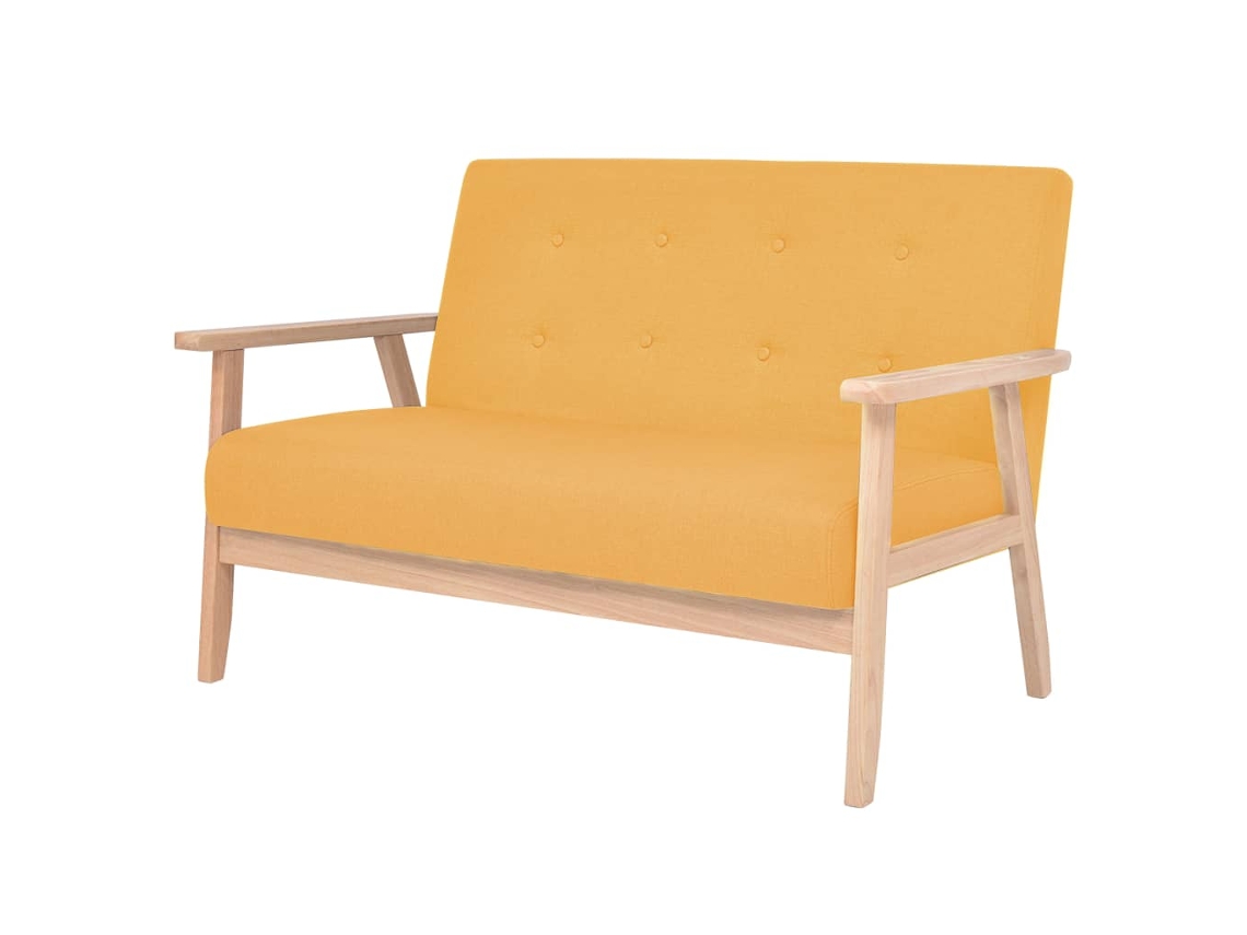 Vidaxl Sofá De 2 Lugares Tecido Amarelo