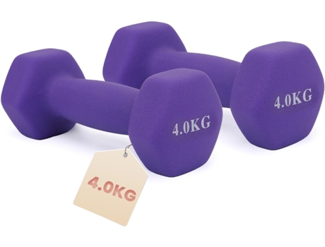 Halteres de Neoprene 2 X 4KG, Pesos Revestidos de Vinil, Ideal Para Treino Fitness, Mulheres, Yoga, Pilates e Exercícios Em Casa.