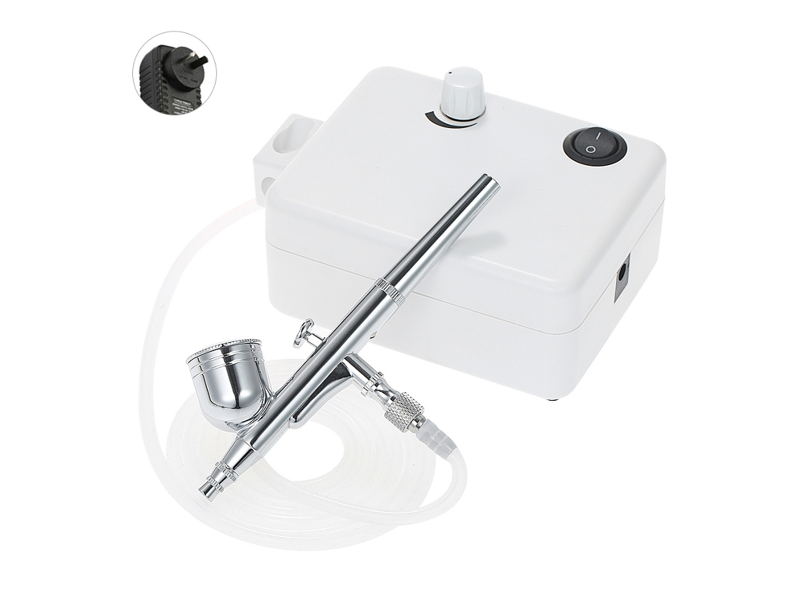 Kit De Aerógrafo Com Compressor Mini Portátil Para Pintura Arte Tatuagem Unhas Bolo Modelos 100-240v