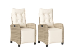 Reclining Garden Chair, Reclining Garden Chairs Vidaxl Bege Rattan / Vime (n/a)