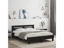 Estrutura Cama C/ Cabeceira 140x190 Cm Derivados Madeira Preto