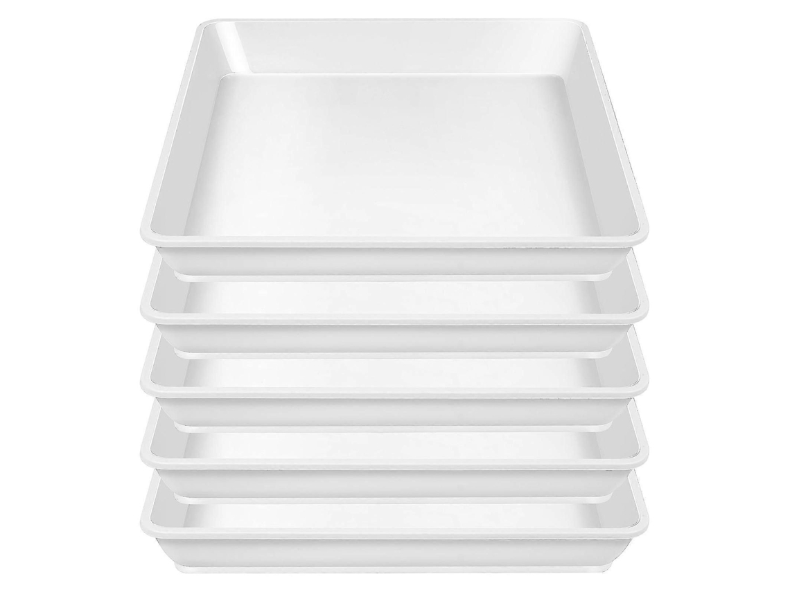 5 Bandejas De Vaso Quadradas Brancas De 10 Polegadas Para Plantas De Interior - Coletores De Gotejamento De Plástico