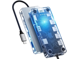 Estação De Encaixe Usb C Monitor Duplo, Transparente Tipo C 11 Em 1 Dock Com Hdmi Para Laptop 3 Portas Usb A 3.0, Usb 2.0 Tipo A, Hdmi Yizhood