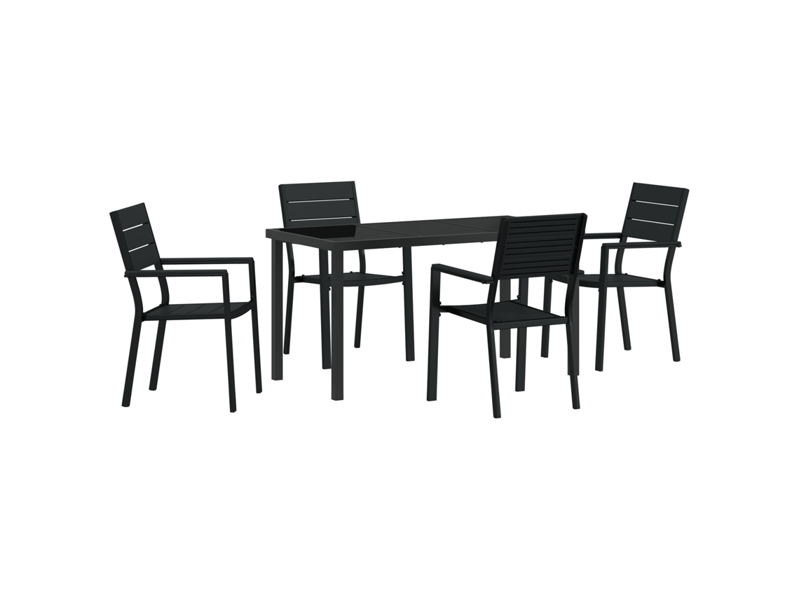 Conjunto 5 De Jantar Vidaxl Preto Hdpe