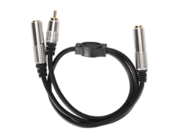 Cabo Divisor RCA 6,35mm ouro, 0,5m, microfone e alto-falante AQUAFORGE