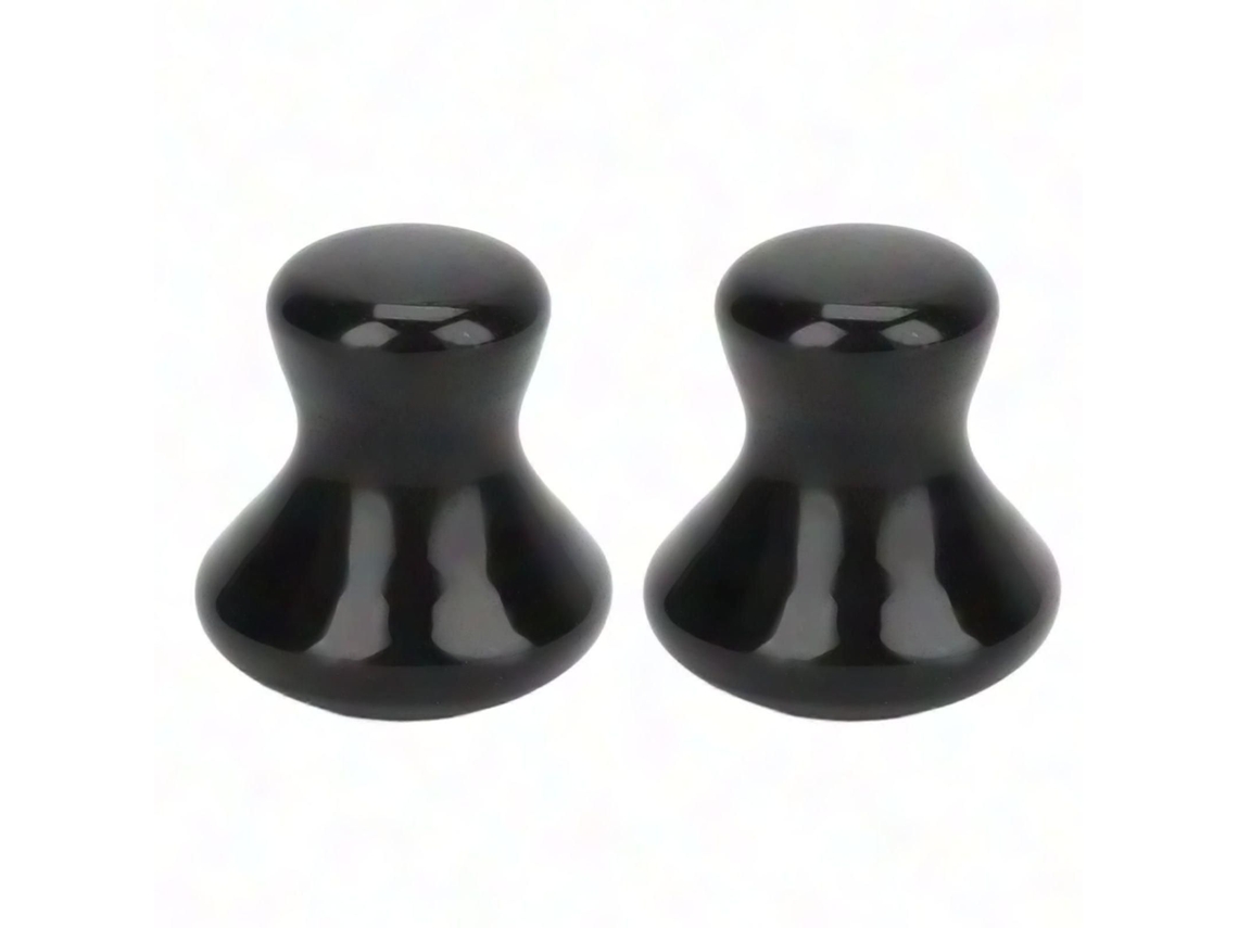 Conjunto de 2 Massageadores Faciais Cogumelo Gua Sha Pretos para Redução Rugas e Lifting Facial. GOKOCO