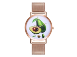 Relógio de quartzo brilhante para homens e mulheres com pulseira de malha metálica, estilo casual.
