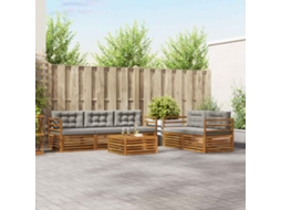 Vidaxl Conjunto De Sofás Para Exterior 6 Unid. Cinza Natural E Claro