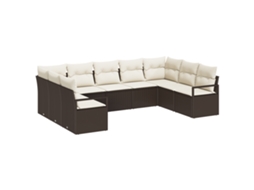 Conjunto 9 Sofá Exterior Vidaxl Castanho Vime Pe (289 X 177 X 85 Cm)