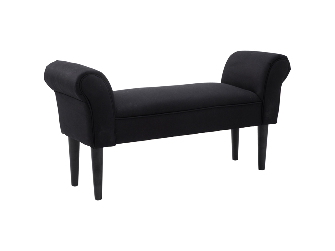 Banco Estofado/banco de Cabeceira para Quarto, Tecido Voile, Preto, 102 X 36 X 51 Cm CHEZMOI