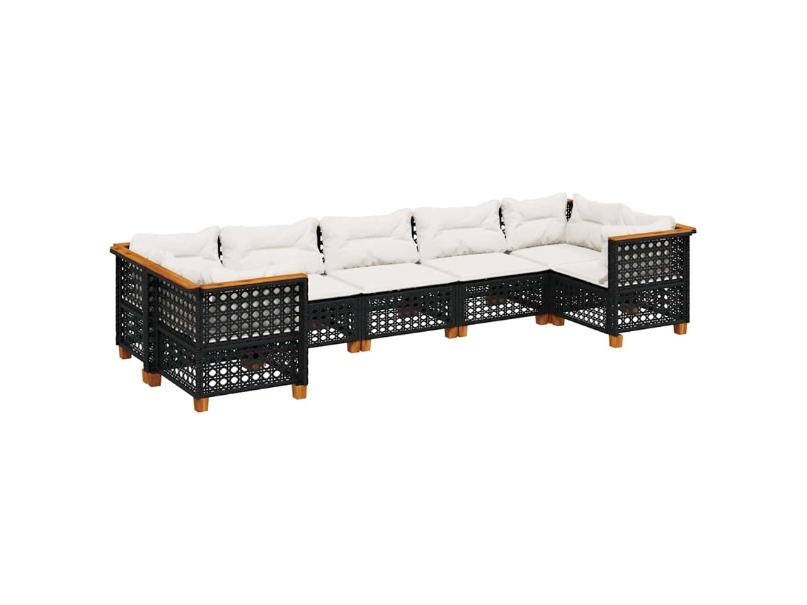 Maison Exclusive - 7 Pcs Conjunto De Sofás P/ Jardim C/ Almofadões Vime Pe Preto