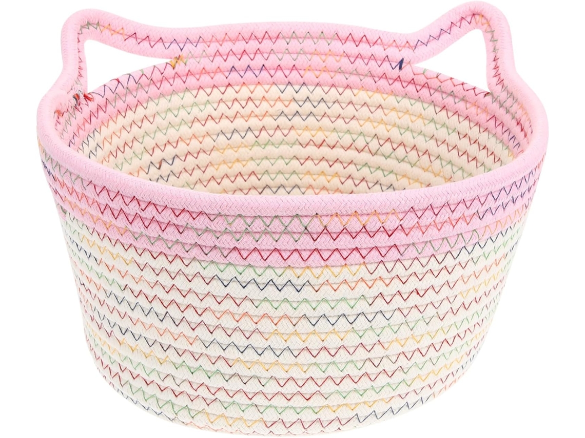 Cesta De Armazenamento Tejida Cuerda De Algodão