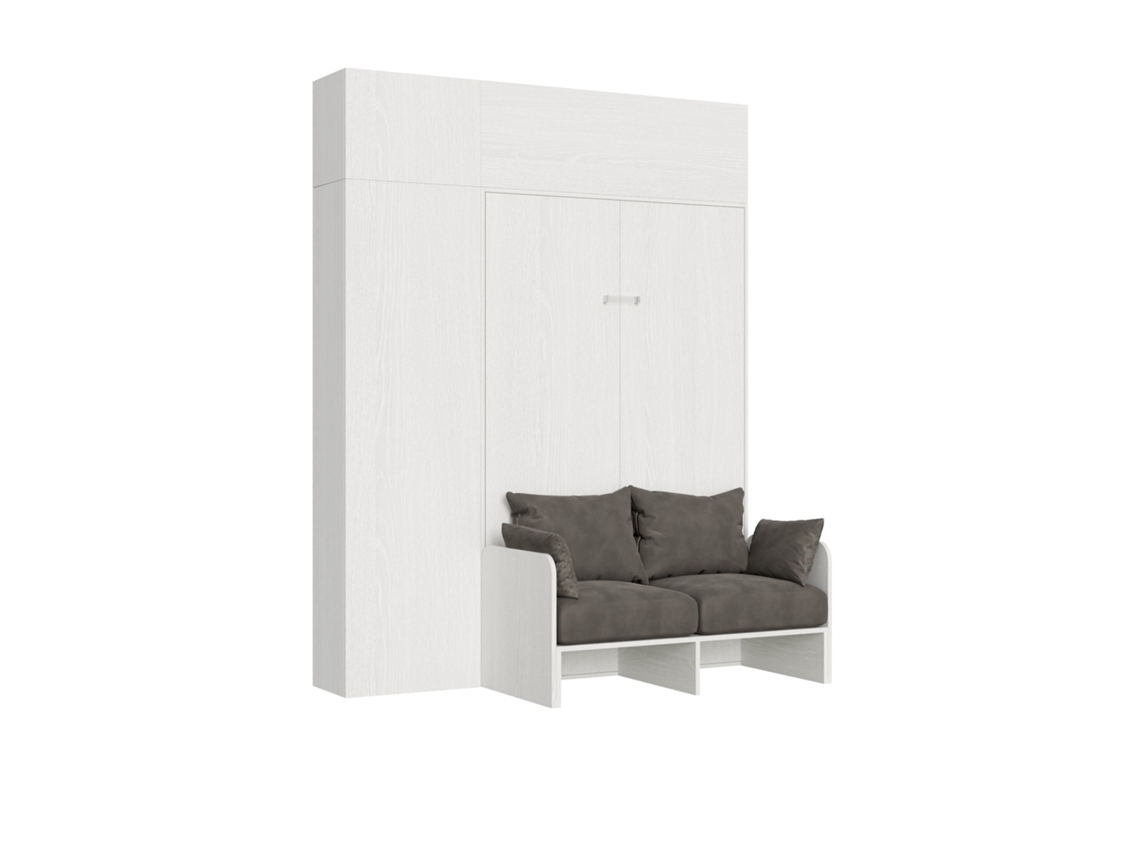 Cama Sofà Kentaro Cinza Branca Coluna Móvel Suspenso ITAMOBY Branco (220x70x161cm)