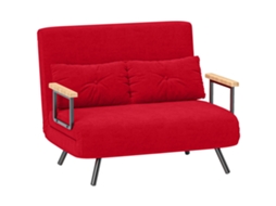 Sofá cama de tecido veludo com encosto ajustável e 2 almofadas 102x73x81 Cm vermelho em S/MARCA