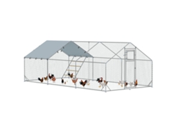 Recinto Externo Para Galinhas Com Lona Anti-uv, Grade De Aço E Comedouro Automático, Para 18-24 Aves