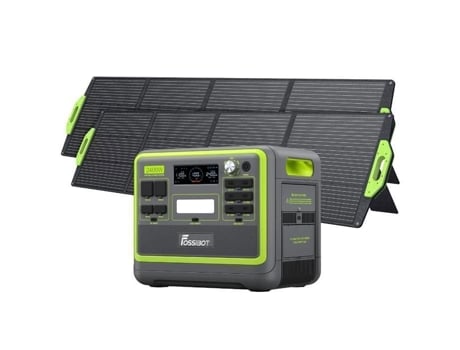 Estação de Energia Portátil FOSSIBOT F2400 2048Wh 2400W LiFePO4 + 2 Painéis Solares Dobráveis 200W
