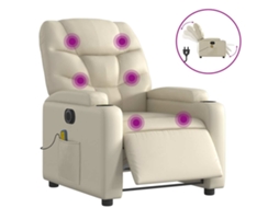 Electric Massage Recliner Chair, Electric Massage Recliner Chairs Vidaxl Creme Couro Artificial
