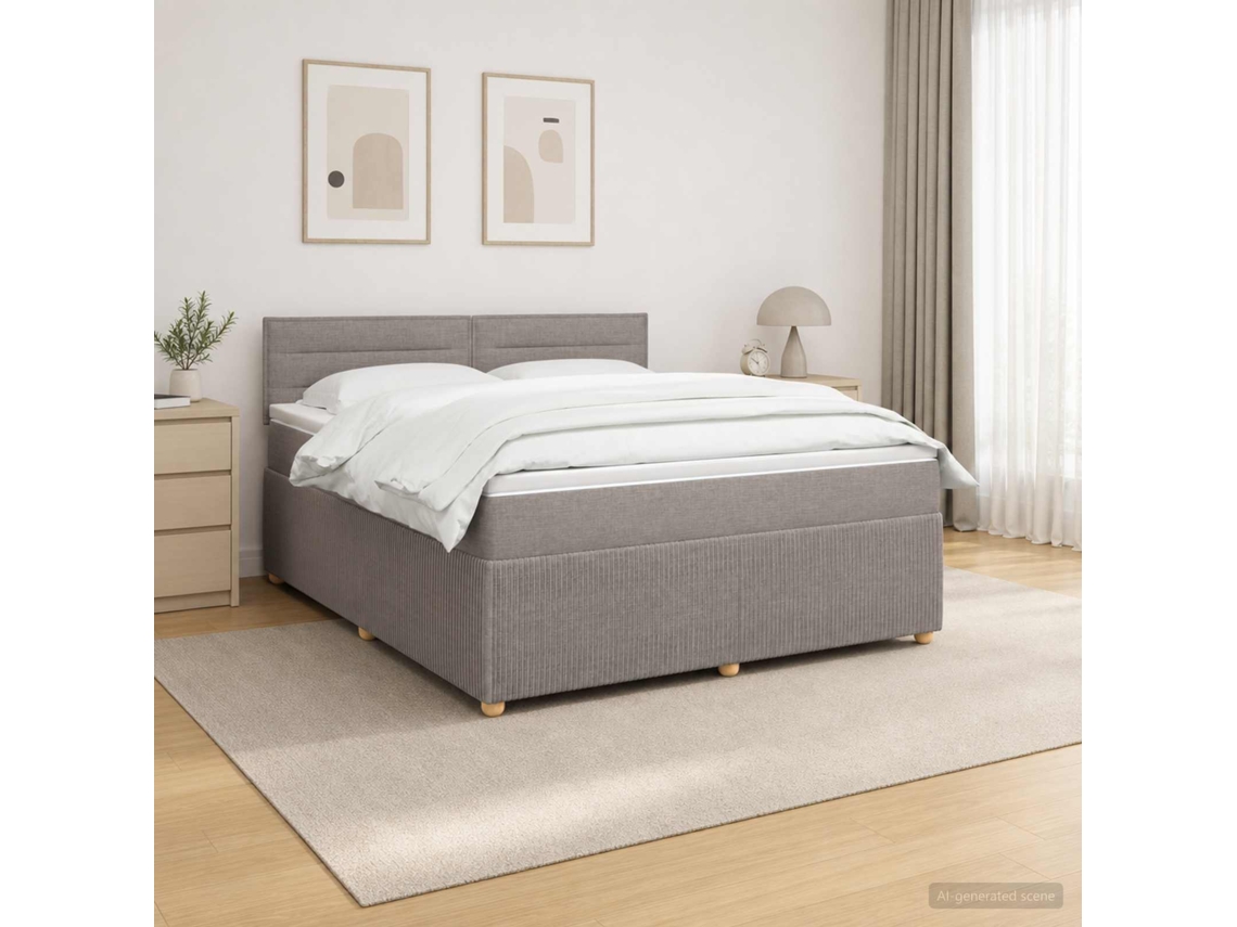 Vidaxl Cama Box Spring Com Colchão Cinzento-acastanhado 140 X 190 Cm