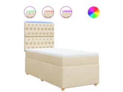 Cama com Molas/colchão 90x190 Cm Tecido Cor Creme MAISON EXCLUSIVE