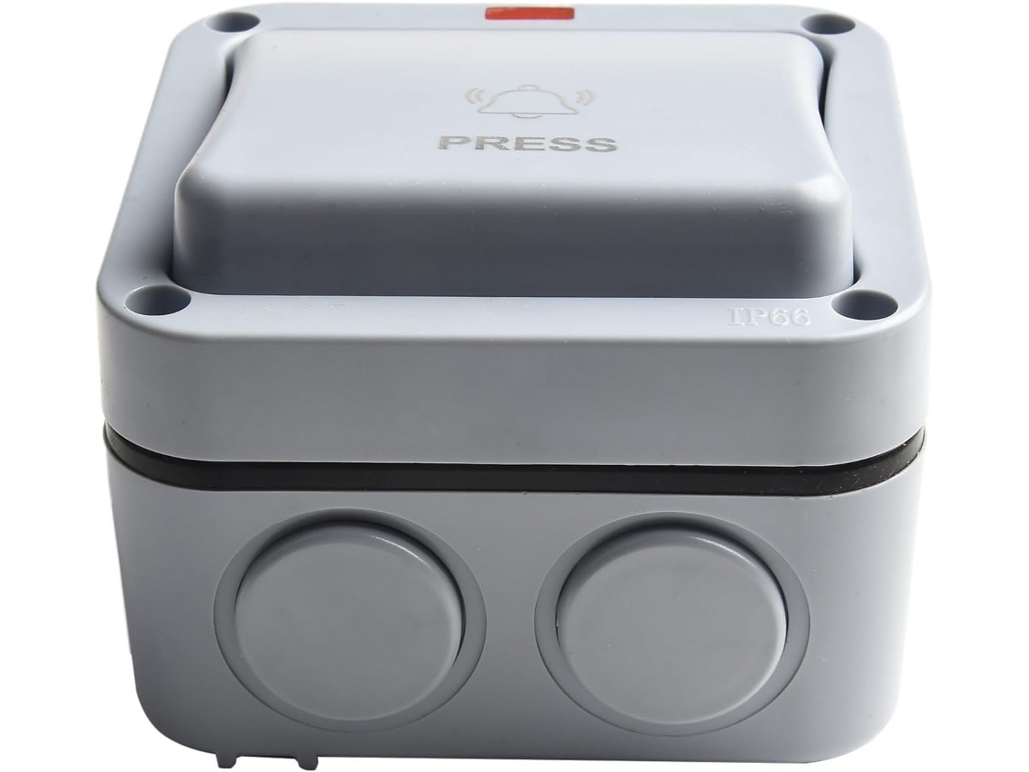 Interruptor de botão Campainha externo IP66 220-250 V 20 A, interruptor de controle à prova d'água com luz noturna.