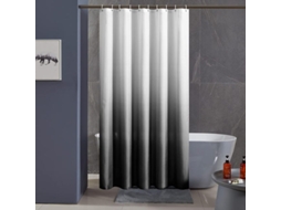 Cortina De Chuveiro Antimofo, Tecido Lavável À Máquina, Impermeável, Com 12 Ganchos, 180x200cm, Degradê Preto