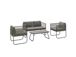 Conjunto de móveis de jardim com lounge, poltrona, mesa, almofadas, 116x60x69cm, marrom cinza | S/MARCA