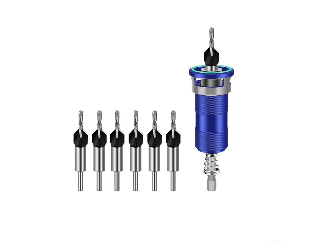 Conjunto De 4 Brocas Cônicas Com Limitador De Profundidade Ajustável Para Madeira.