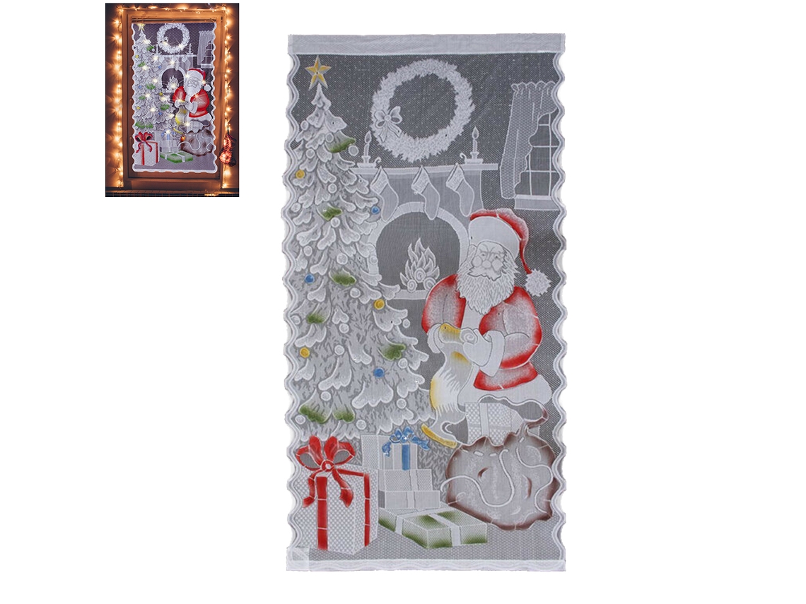 Cortina de renda de Natal com luz LED para decoração residencial S/MARCA