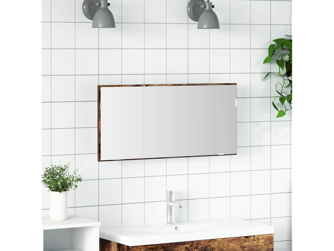 Vidaxl Espelho Castanho 80 X 37 Cm Vidro E Madeira Engenharia