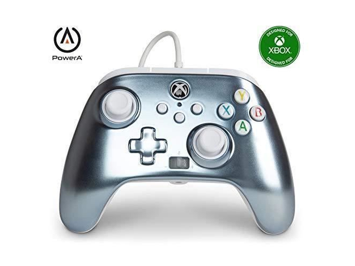 Controlador com Fio Atualizado para Xbox Series Xs Gamepad Prateado Gelo Metálico POWER A