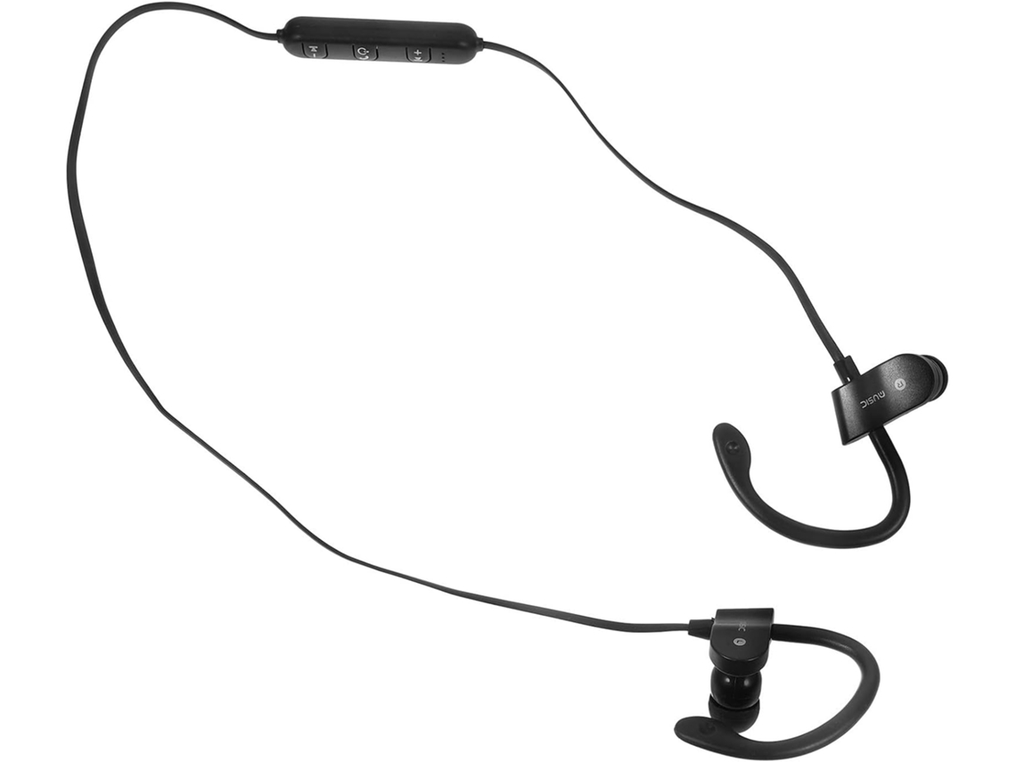 Fones De Ouvido Pretos Com Gancho Para Orelha, Microfone E Conector De 3,5 Mm.