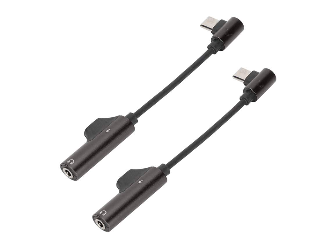 Aetheria 2pcs Adaptador de Fone de Ouvido Type C para 3.5mm 2 em 1 Bendável para Celular Tablet Pc Preto