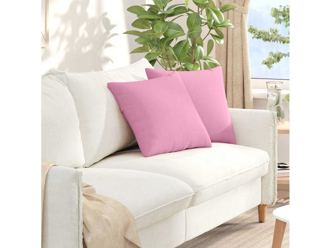 Vidaxl Travesseiros De Sofá 2 Pcs Rosa 45 X 45 Cm Tecido