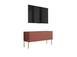 Móvel Tv : Vermelho Tijolo, 100 X 52 X 32 Cm, Patas Douradas 3E 3XE LIVING.COM