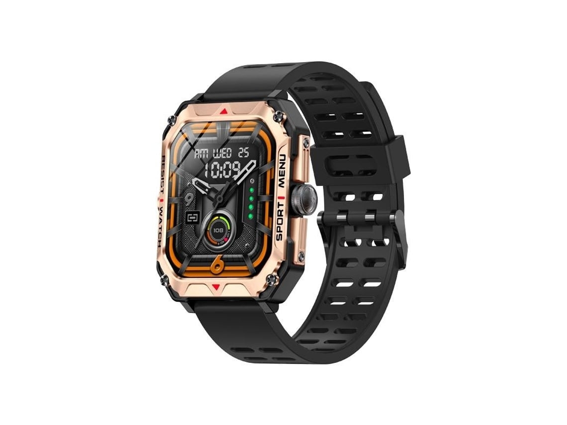 Smartwatch de 2 02 Polegadas Rastreador de Fitness À Prova DÁgua Ip68 para Iphone e Android Preto Dourado YEMAESRE