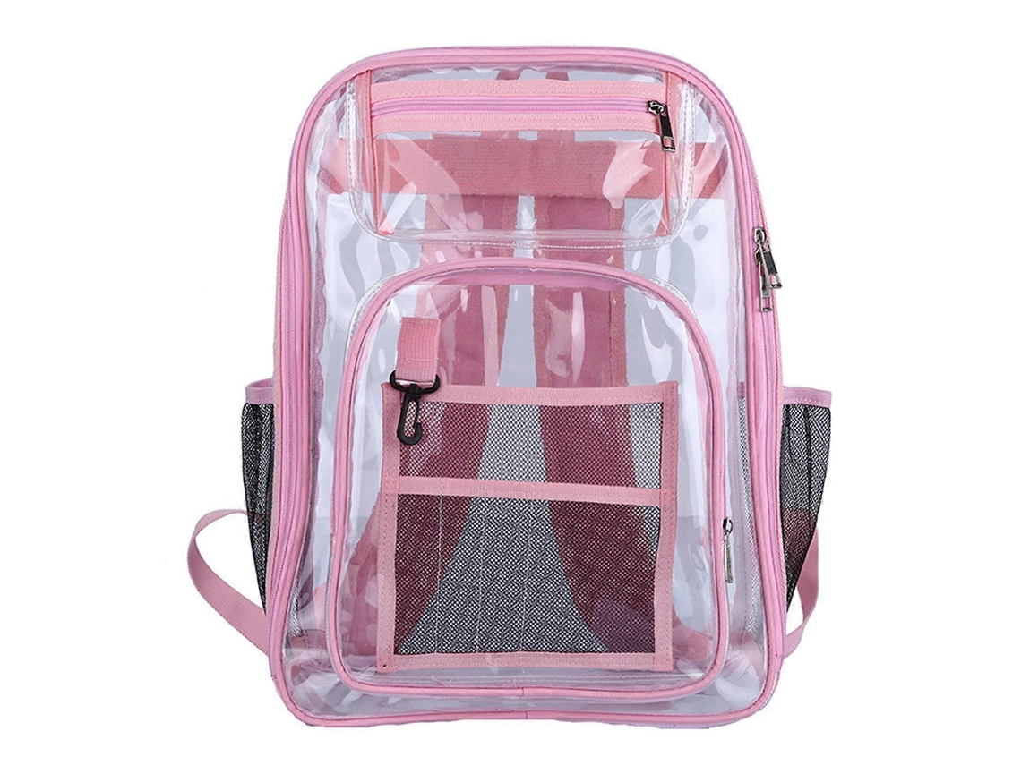 Mochila Escolar Transparente, Simples E Elegante, Ideal Para Estudantes. Mochila Para Laptop Com Visor Transparente, Cor Rosa.